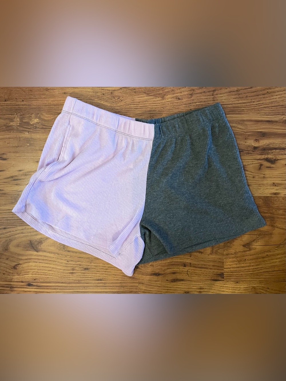 Joyspun Two-Tone Ribbed Lounge Shorts - medium Pink & Gray